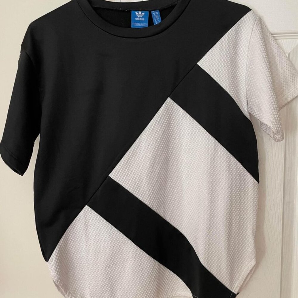 Women's Adidas Diagonal Black and White Top